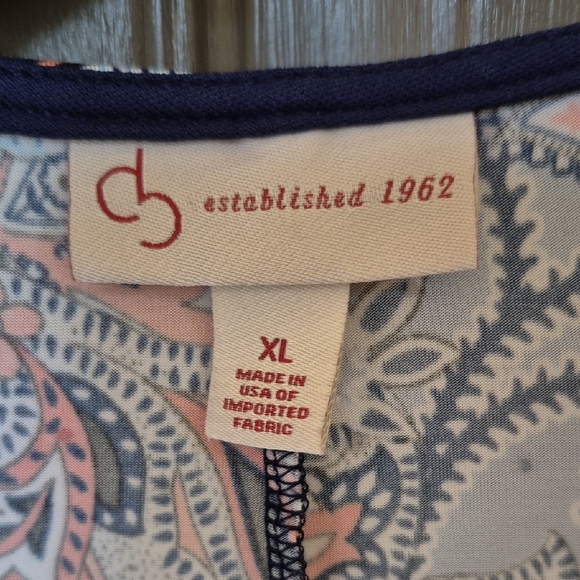 Dress Barn Coral and Navy Paisley Blouse - Picture 3 of 5